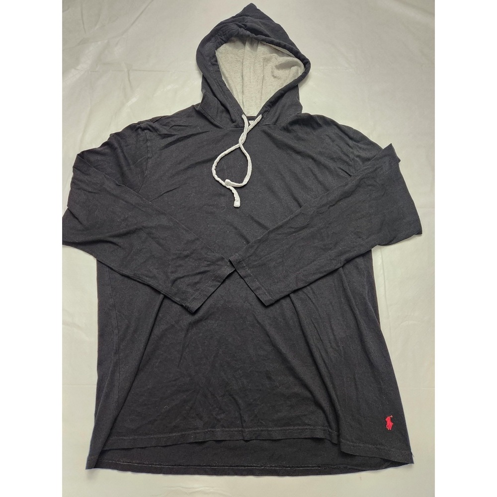 Polo Ralph Lauren Hoodie Mens Large Gray Comfort Jersey Pullover Red Pony Logo